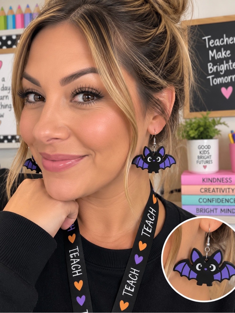Cute Purple Bat Earrings for Kids Accessories